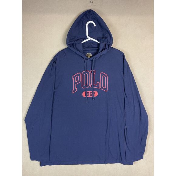Polo Ralph Lauren‎ Hoodie Mens XXL Blue Pullover Sweatshirt Golf Casual Adult - Picture 1 of 10